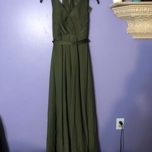 Vera Wang Chiffon Olive Green Size 2 Formal Dress